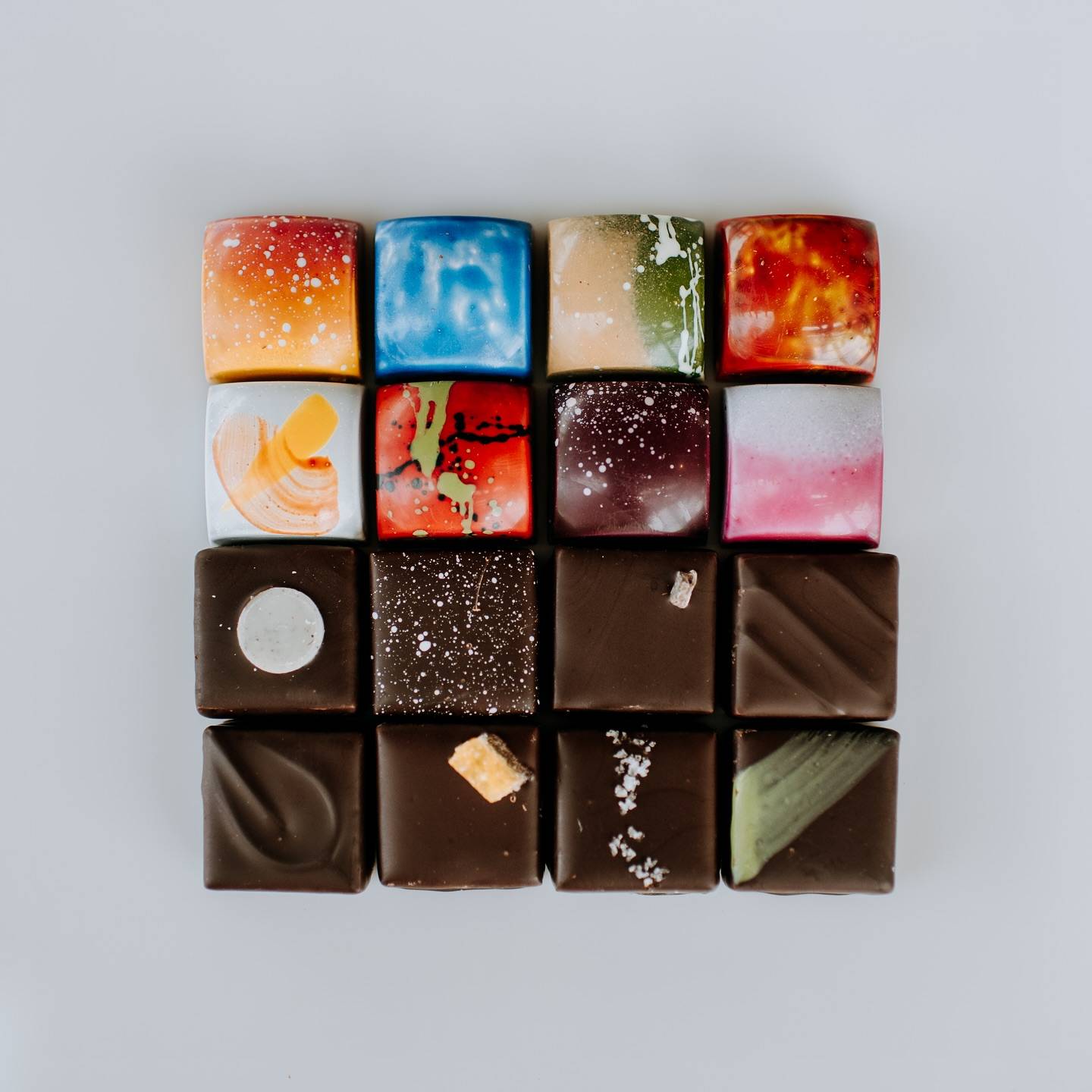 Love's Ice Cream chocolates with colorful designs
